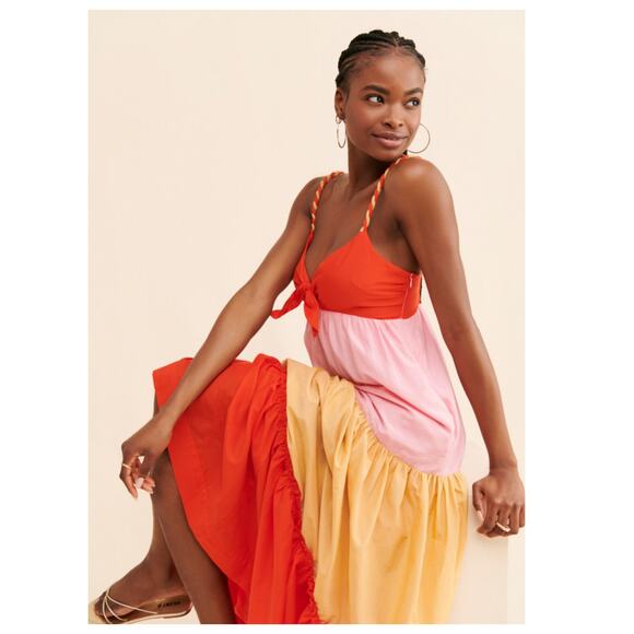 Scotch & Soda Tiered Colorblock Maxi Dress Size Small - Picture 1 of 11
